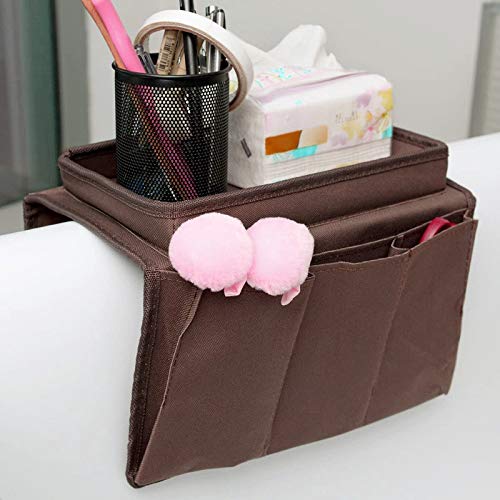 Sofa Armrest Organizer with Cup Holder Couch Tray Armchair Caddy Pockets Storage Arm Rest Chair Desk Sofa Organiser TV Remote Control Holder for