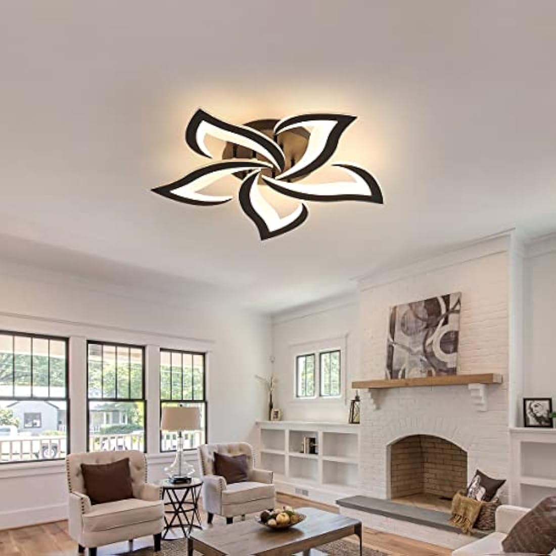 Riserva LED Ceiling Light, 60W 6500LM Mordern LED Ceiling Lights Warm White 3000K, Creative Petals Design, Acrylic Chandelier for Living Room Bedroom Dining Room (Dia 60cm)