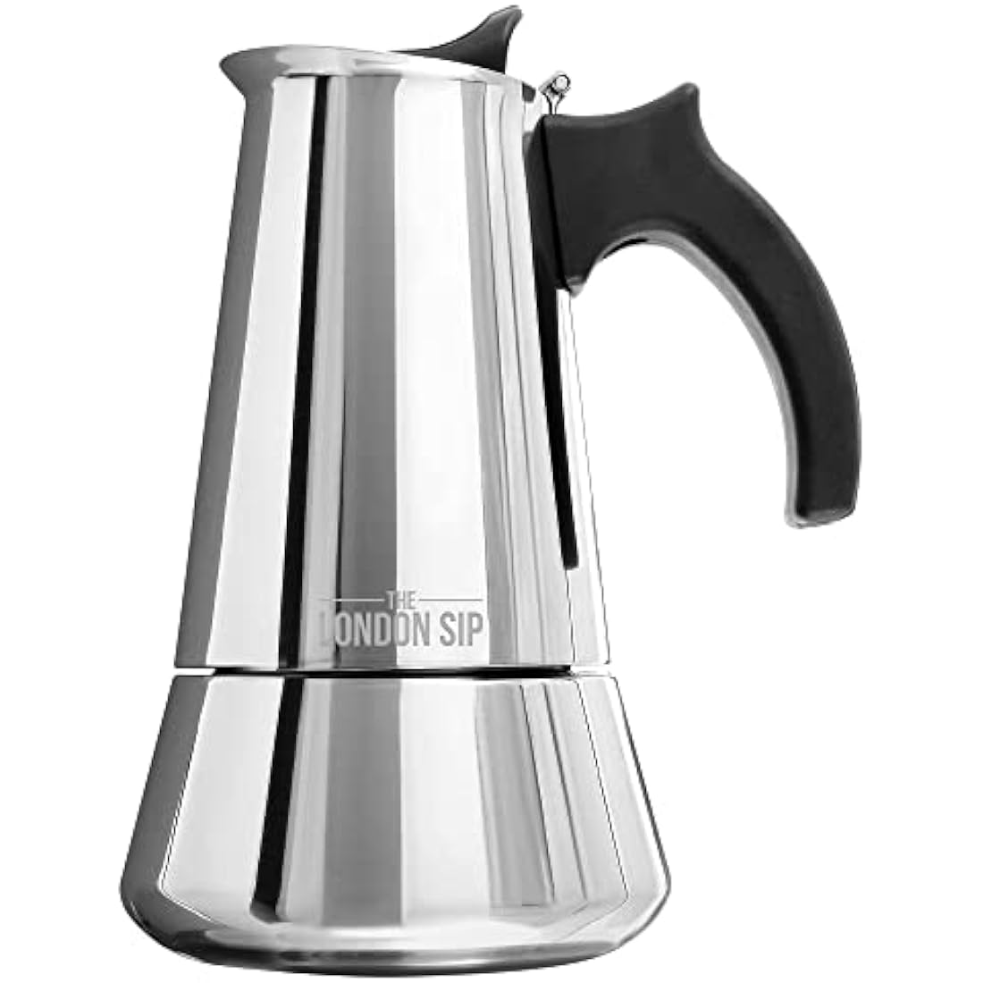 The London Sip Stainless Steel Induction Stovetop Espresso Maker - Make Cafe Quality Italian Style Coffee at Home with This Premium Moka Pot in Modern Chrome Company. (Silver, 3 Cup)