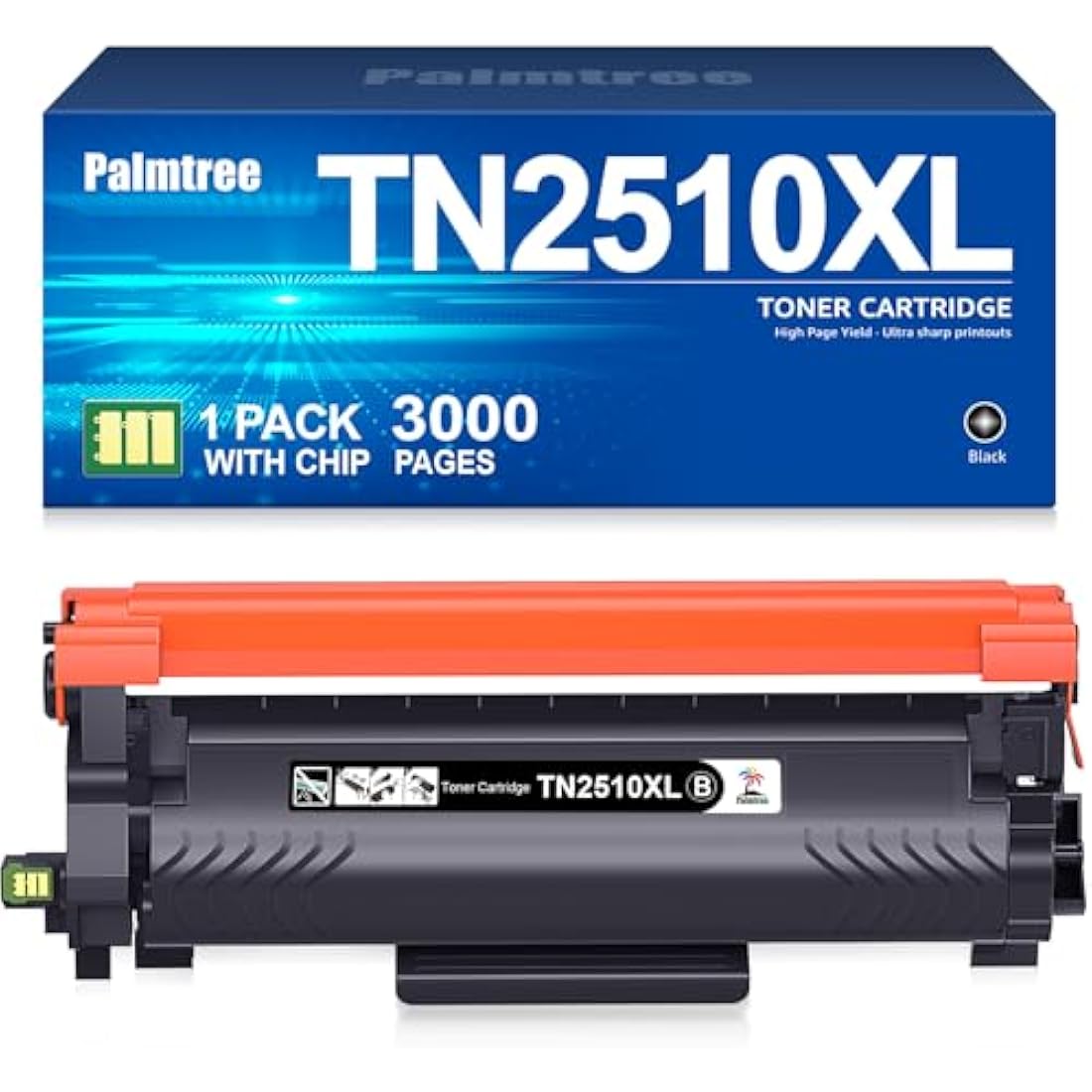 Palmtree TN2510XL TN2510 Toner TN 2510 TN-2510 Compatibile with Brother HL-L2400DWE HL-L2400DW HL-L2445DW DCP-L2627DWE MFC-L2800DW DCP-L2660DW DCP-L2665DW MFC-L2827DWXL MFC-L2860DWE MFC-L2835DW