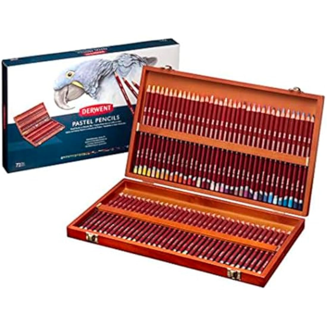 Derwent Pastel Pencils, Drawing & Colouring, Set Of 72 In Wooden Gift Box, Ideal For Blending & Colouring, Professional Quality, 2300343