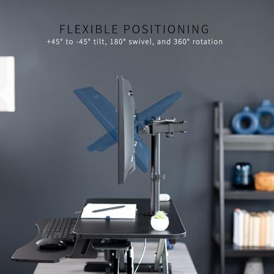 VIVO Height Adjustable 81 cm Standing Desk Converter with Dual 13 to 30 inch Monitor Stand, Sit Stand Monitor Mount and Desk Riser, Black, DESK-V000K-M2