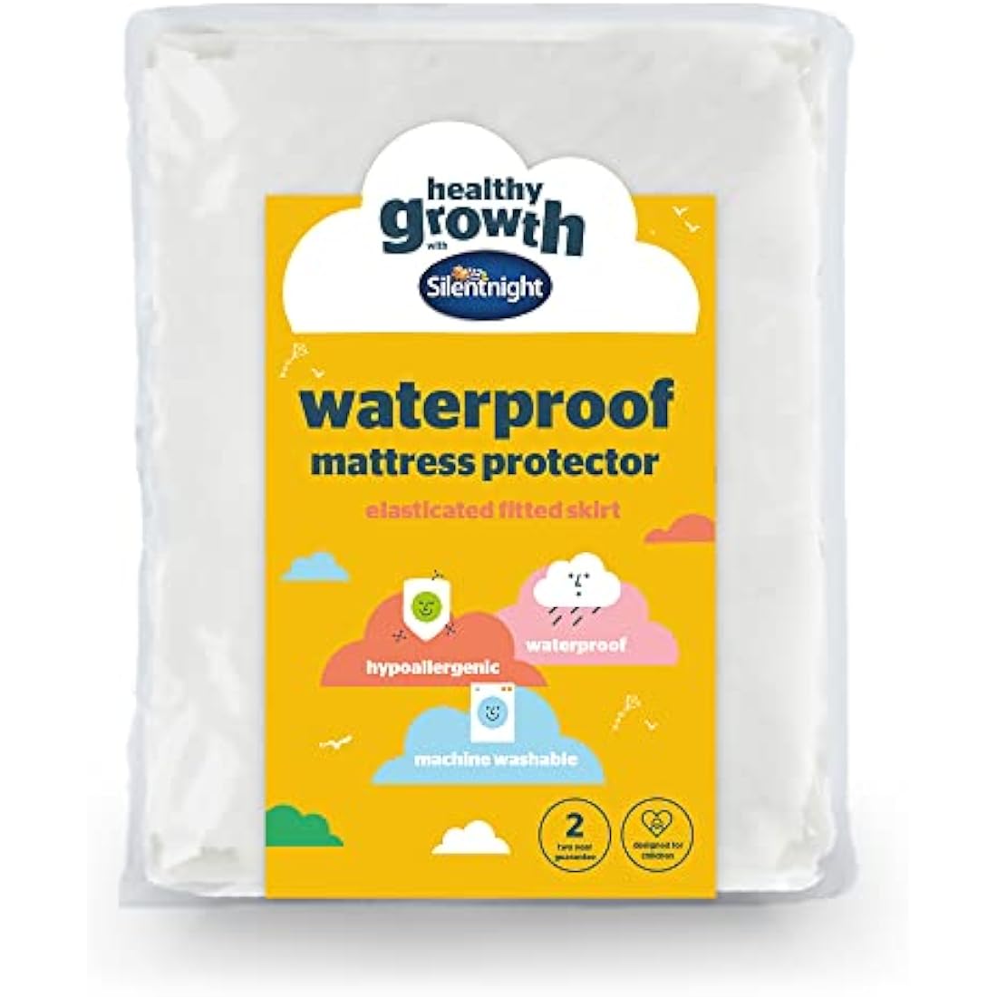 Silentnight Healthy Growth Waterproof Mattress Protector - Deep 30cm Quiet Waterproof Mattress Pad with Fitted Skirt and Soft Touch Cover - Hypoallergenic, Single, White