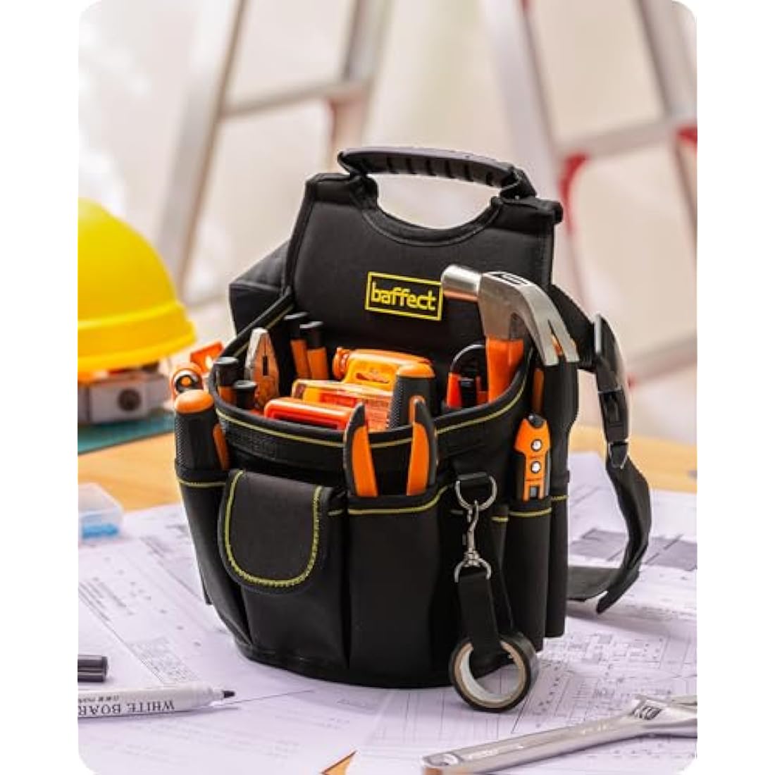 Baffect Electrician Tool Pouch - 20 Pockets Canvas Tool bag With Adjustable Belt, Heavy Duty Professional Waist Work Pouch for Technicians