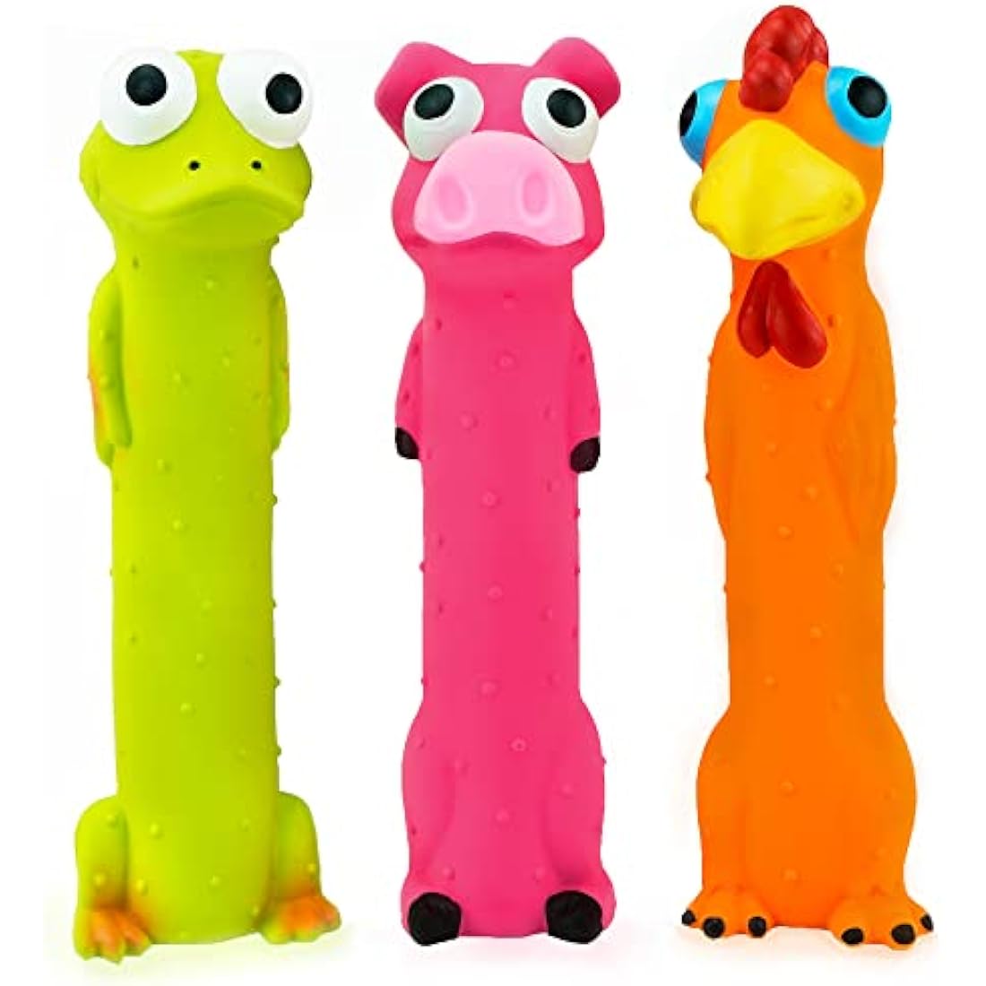 CHIWAVA 3 Pack 9" Squeaky Latex Dog Toys Standing Stick Animal Puppy Fetch Interactive Play for Small Medium Dogs
