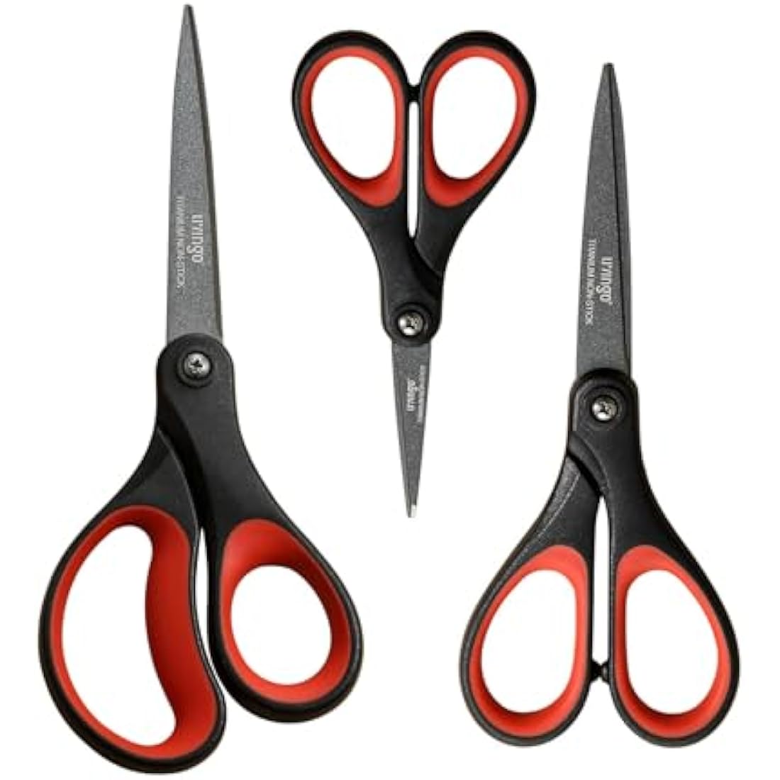 LIVINGO Titanium Scissors Set - Heavy Duty Sharp Non-Stick Blades for Paper, Fabric, Stationery - Comfort Grip Handles - Ideal for Home Office School and Crafting - Includes 5", 7", 8" Sizes
