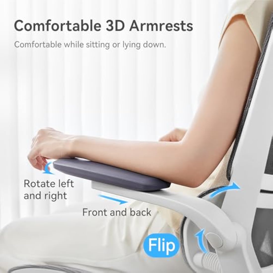 SIHOO M59AS Ergonomic Office Chair, Desk Chair with 3D Coordinated Flip-up Armrests, Computer Chair with Dual Back Design and Adaptive Dynamic Lumbar Support(Grey)