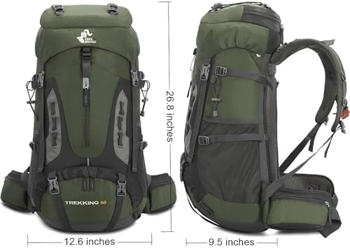 Bseash 60L Waterproof Lightweight Hiking Backpack with Rain Cover,Outdoor Sport Travel Daypack for Climbing Camping Touring