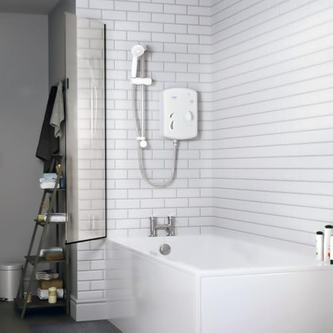 Triton Showers Seville, Shower Electric, 10.5 KW, White, Instant Hot Water, Replacement Shower, Anti Twist Hose, Bathroom Showering Unit
