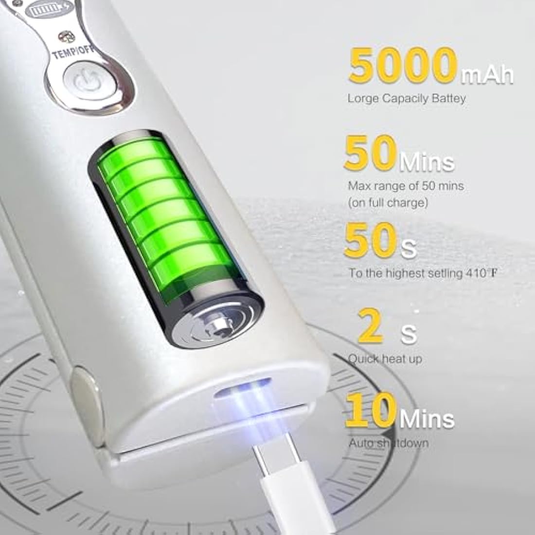 Cordless Hair Straighteners 5000 mAh Long Range Titanium Portable Flat Iron Wireless Mini Hair Straightener Curling Wand 2 in 1 Travel Straightener max. 210℃/410℉ Heats Up in Seconds