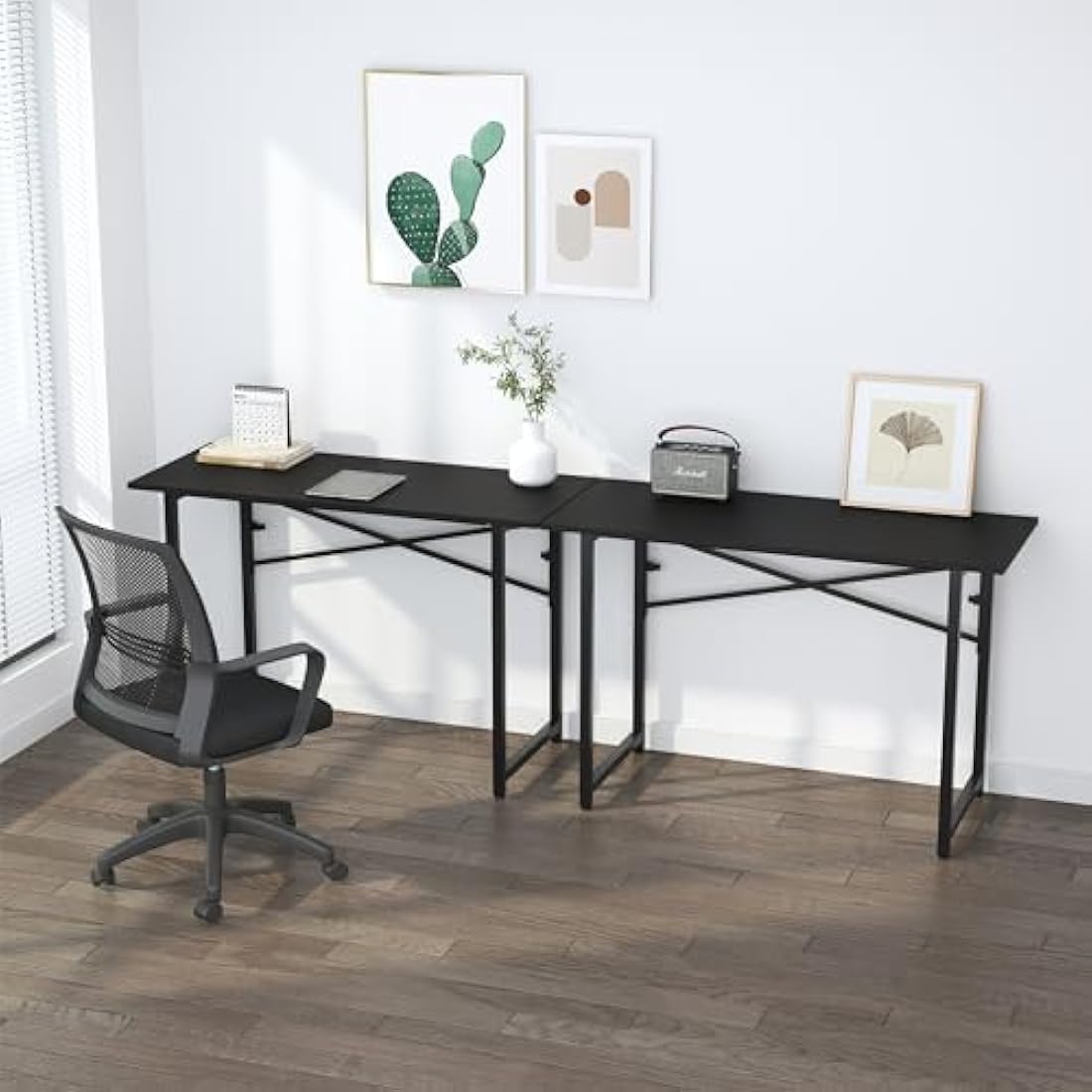Lutown-Teen Folding Computer Desk 120 cm, Writing Gaming Computer Camping Table, No Assembly Required Home Office Desk, Black