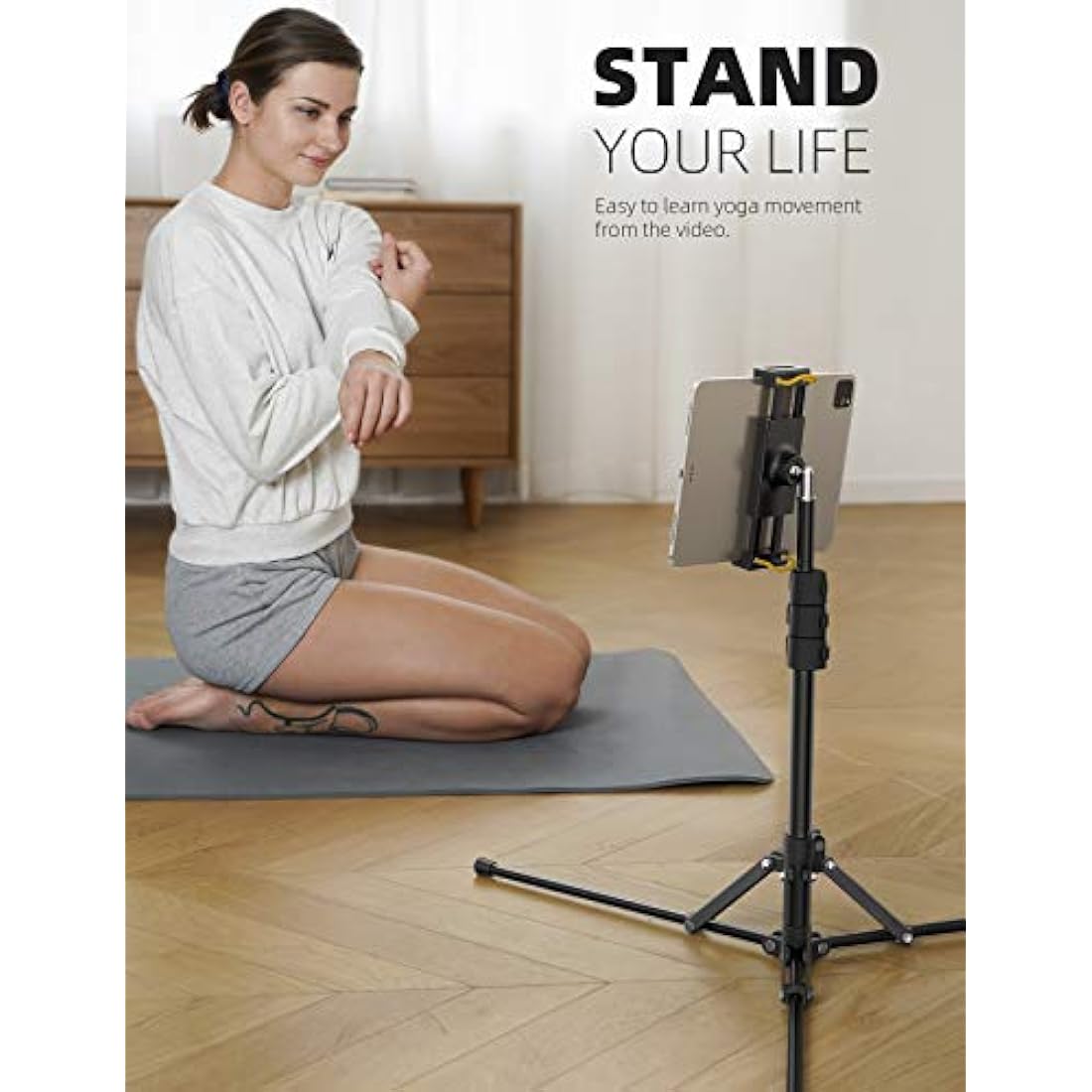 Lamicall iPad Tripod Stand, Tablet Floor Stand 65" ipad Holder Mount with Adjustable Height for Live Stream/Watching, for iPad Pro 12.9/11, Air Mini 6 5 4 3 2, iPhone and 4.7-13" Tablet and Phone