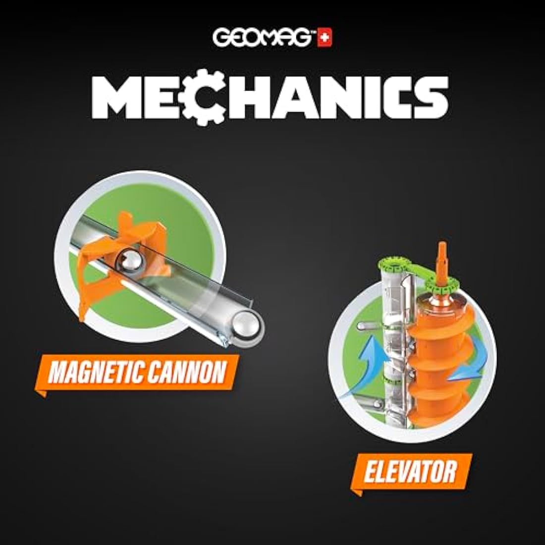 Geomag - Mechanics Gravity Elevator Circuit - Educational and Creative Game for Children - Magnetic Building Blocks, Circuit with Magnetic Blocks, Recycled Plastic - Set of 207 Pieces