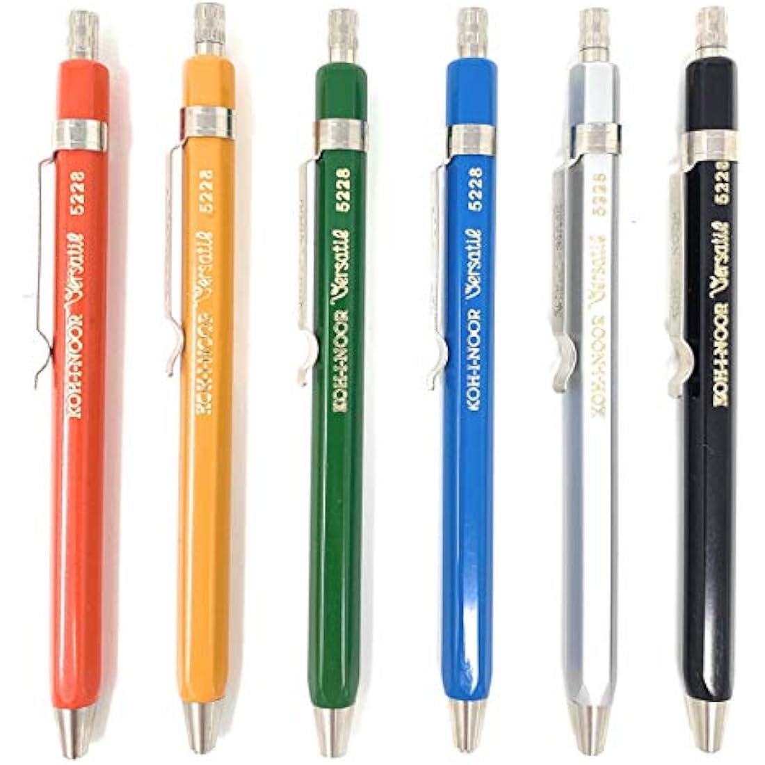 Clutch Pencil Mechanical Pencil Short 2 mm Thick Lead Koh-I-Noor Set of 6 with Leads