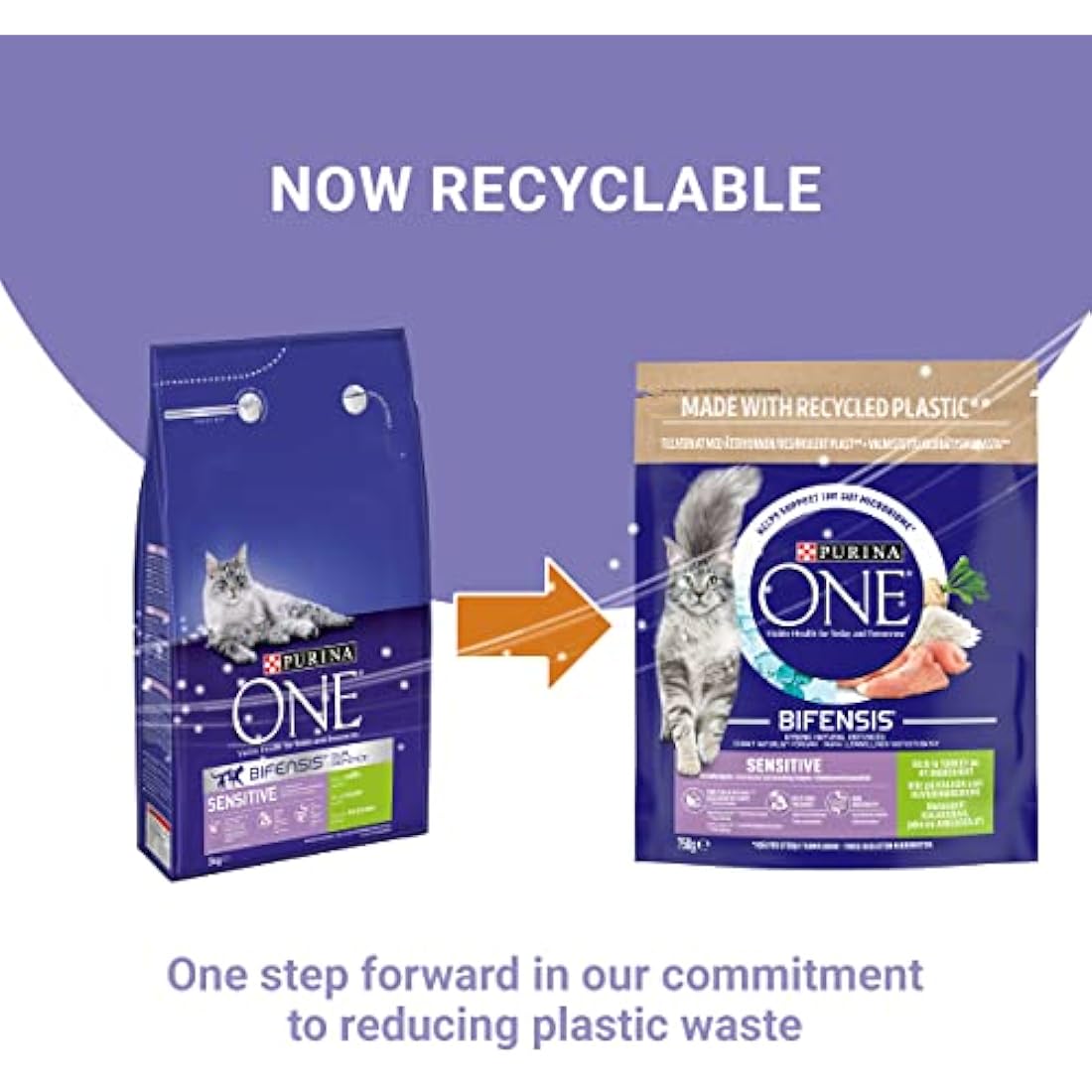 PURINA ONE Sensitive Turkey Dry Cat Food 750g (Pack of 4)
