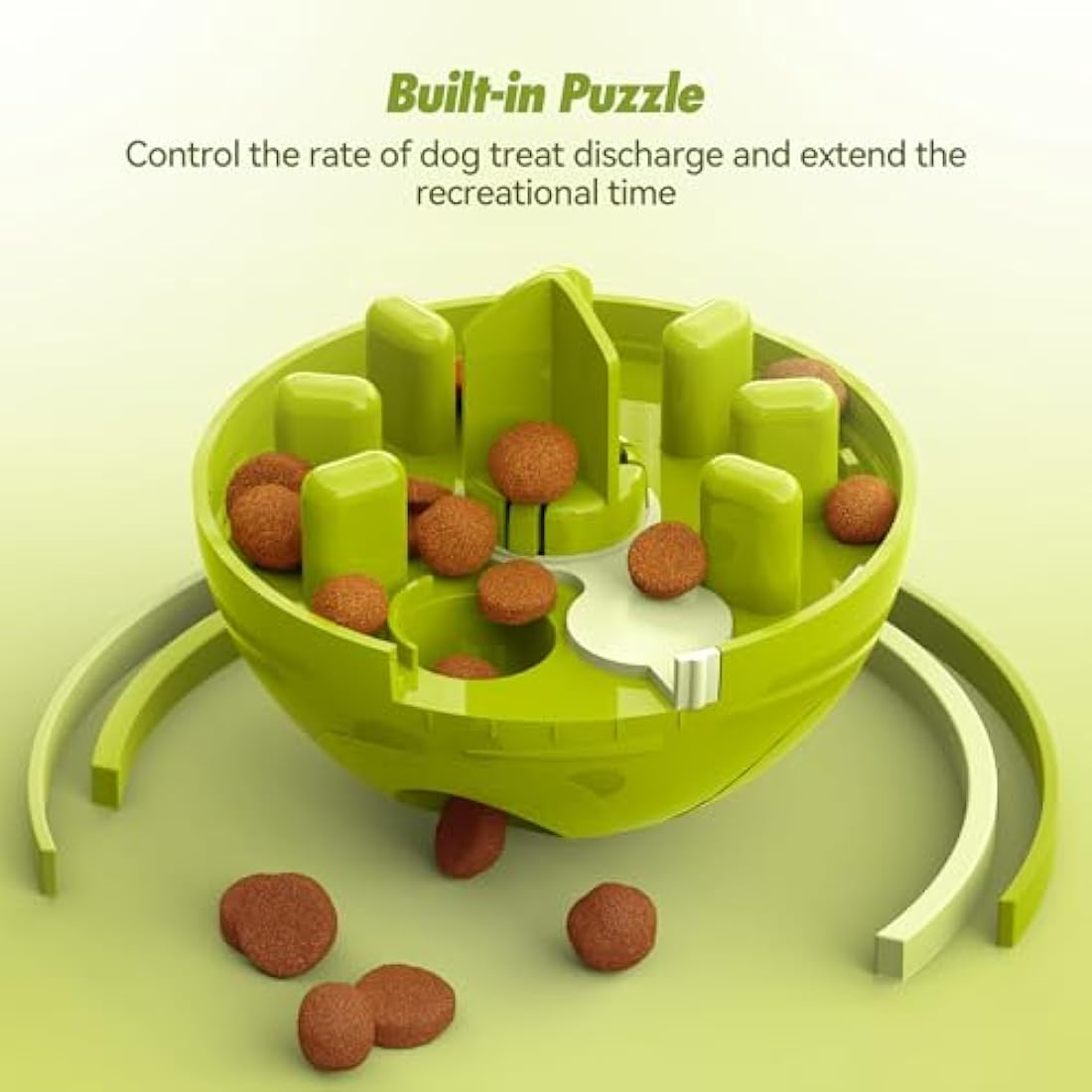 Zellar Treat Dispensing Dog Toy - Dog Treat Ball/Food Dispenser/Interactive Toys/Slow Eating IQ Treat Ball for Small Medium Dogs and Cats (Green)