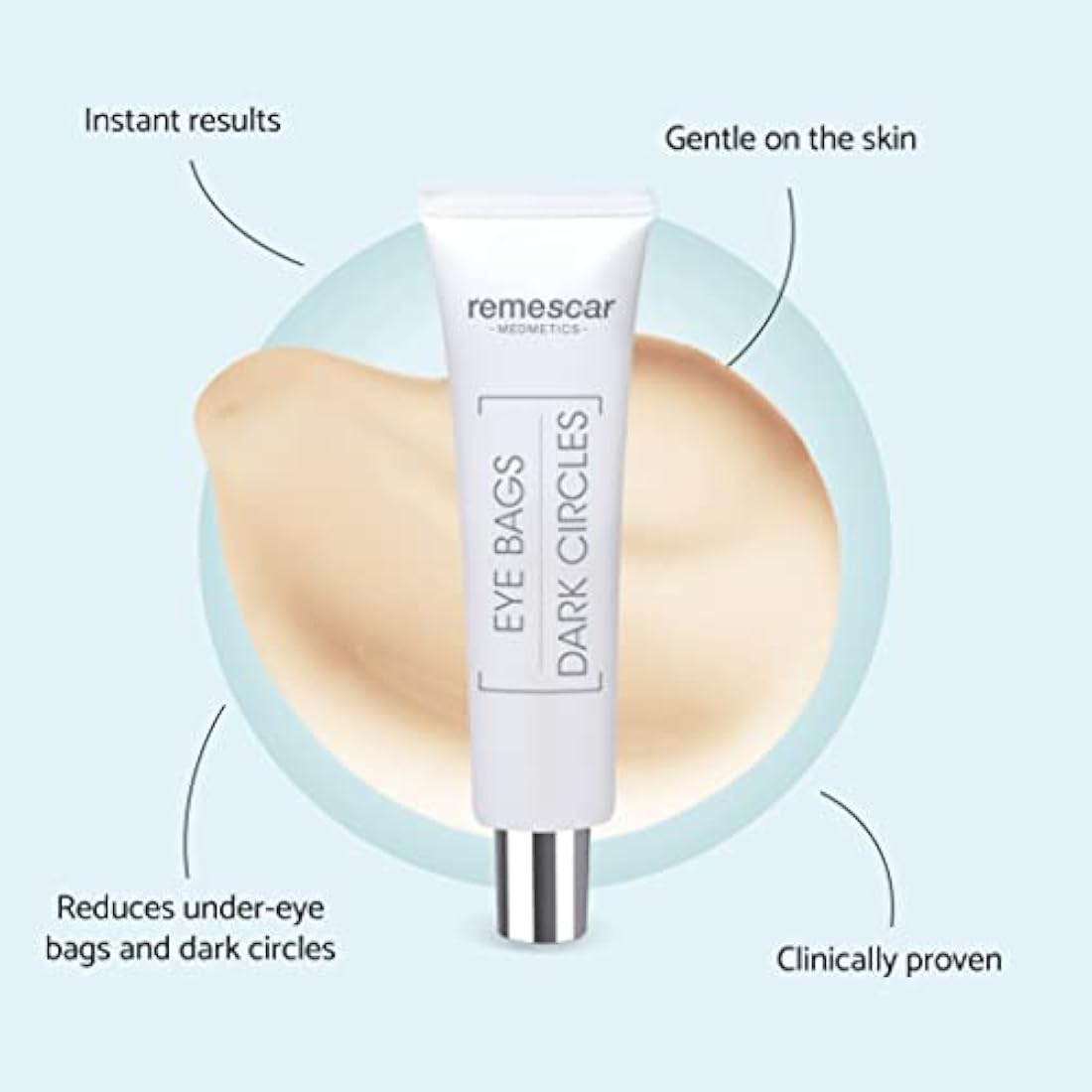 Remescar Eye Bags & Dark Circles Cream 8ml – Instant Eye Cream for Dark Circles & Puffiness – Reduces Bags Under Eyes in 2 Minutes – 180 Applications
