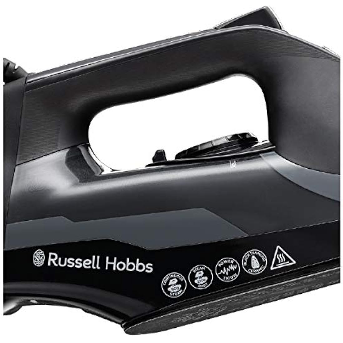 Russell Hobbs Diamond Elite Steam Iron, Black Diamond soleplate, 220g Steam Shot, 50g Continuous steam, 350ml Water Tank, Anti-calc & Anti-drip function, Vertical Steam, 3m Cord, 3100W, 27000