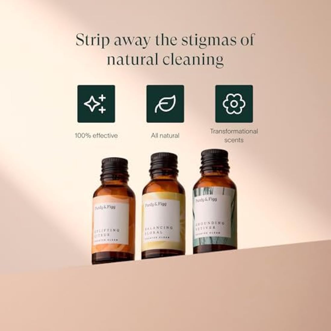 Purdy & Figg | Counter Clean Mixed Refill Kit | All-Purpose Cleaning Spray with Organic Essential Oils | Natural & Non-Toxic | Home & Kitchen Countertops | Citrus/Floral/Vetiver Scents