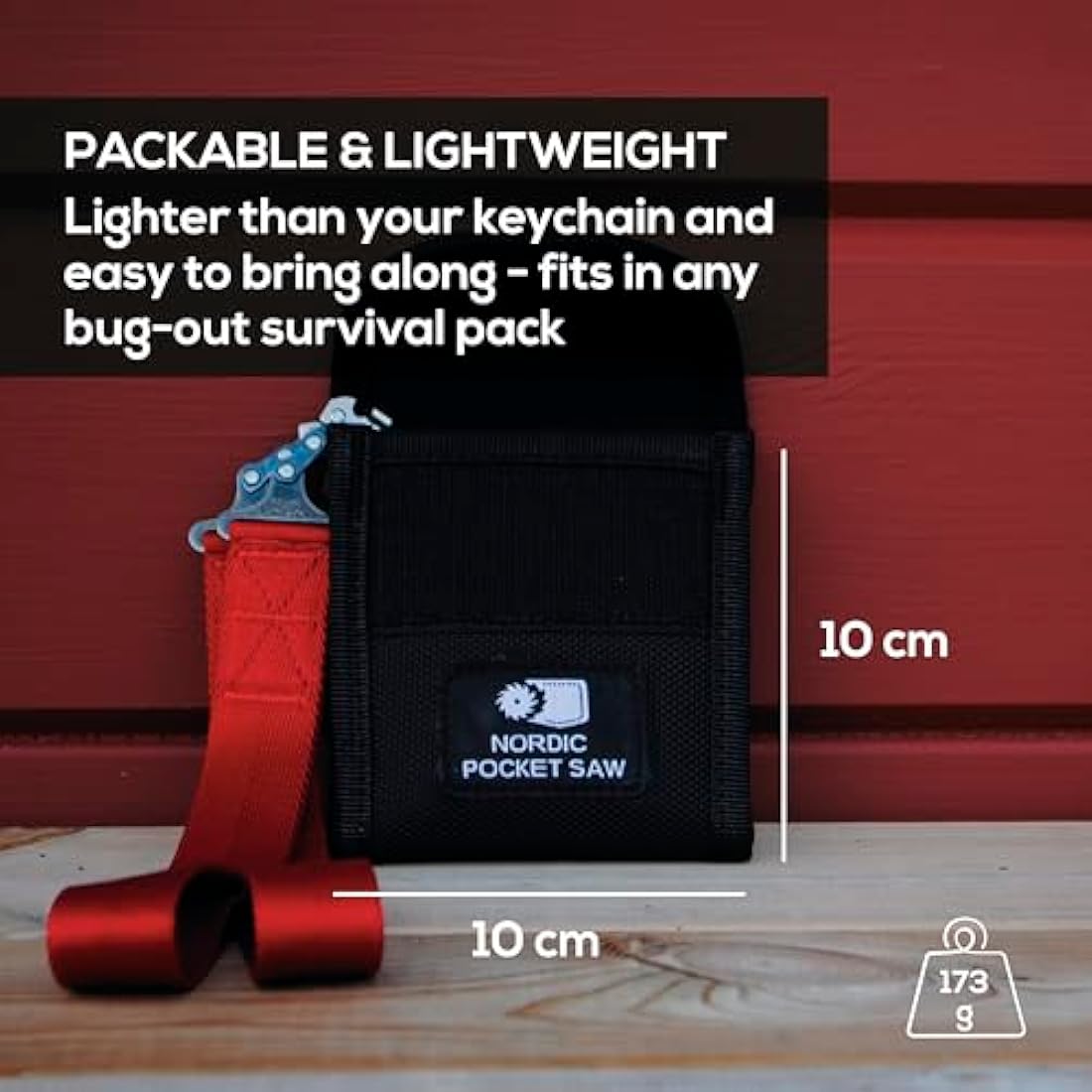 Nordic Pocket Saw for Camping - 65 cm Pocket Chainsaw with 33 Bi-Directional Teeth - Handy Backpacking Saw with Extra Large Nylon Handle Loops - Survival Chainsaw for Clearing Trails