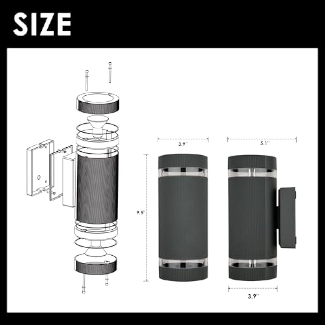 CELAVY Outdoor Wall Lights Up Down, Outside Wall Lights Mains Powered, IP65 Front Door Porch Light GU10 Aluminium, External Electric Round LED Lighting Lamp Wall Mounted for House 2 Pack, Grey