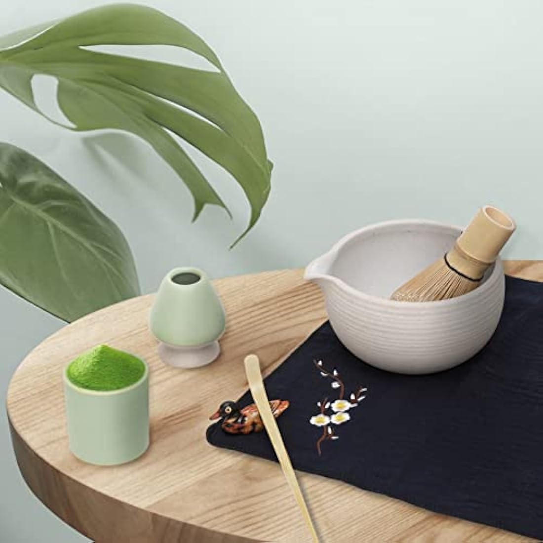 Artcome Japanese Matcha Tea Set, Matcha Bowl with Pouring Spout, Matcha Whisk, Tea Scoop, Ceramic Whisk Holder, Matcha Powder Caddy, Handmade Matcha Ceremony Kit for Japanese Tea Ceremony (9Pcs)