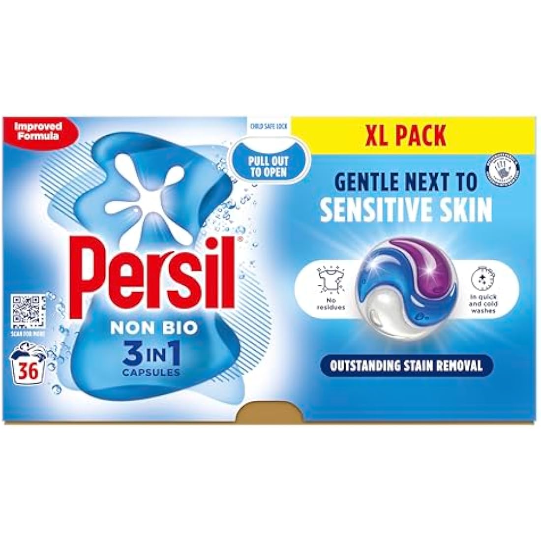 Persil Non Bio 3 in 1 Washing Capsules laundry capsules gentle next to sensitive skin for outstanding stain removal in quick & cold washes 108 washes (3x 36)