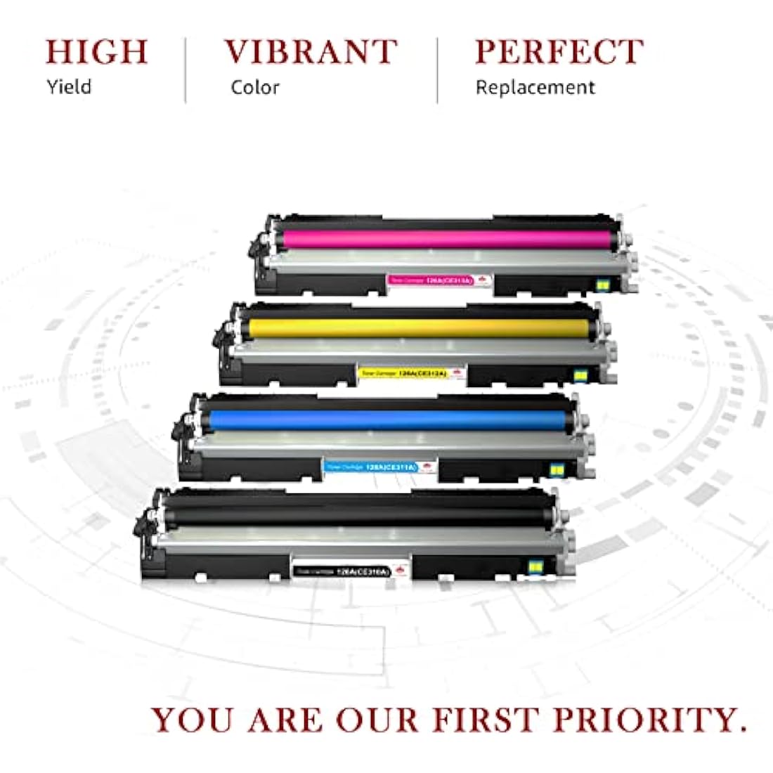 Toner Kingdom Toner Cartridges Compatible for HP 126A CE310A CE311A CE312A CE313A CF350A Compatible for HP LaserJet Pro 100 MFP M175 M175A M175nw M275nw M176 M177 M177FW CP1025 CP1025nw (4 Packs)