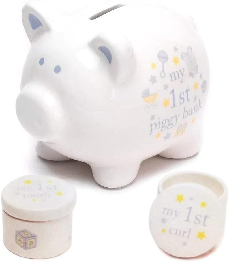 Ceramic Piggy Bank Tooth & Curl Set - Blue CG1825