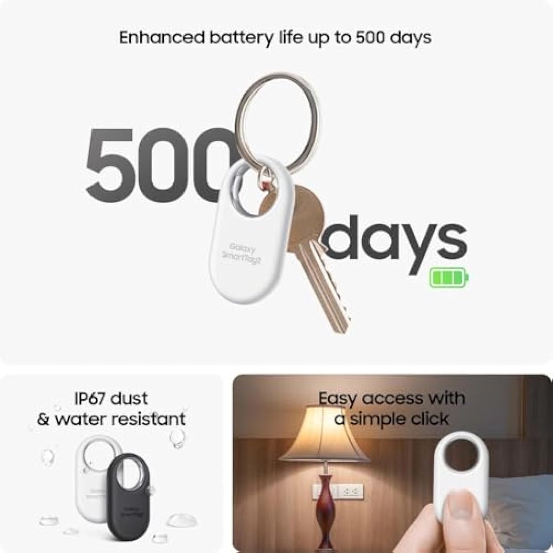 Samsung Galaxy SmartTag2 Bluetooth Tracker (1 Pack), Compass View AR, Find Lost Mode, Black
