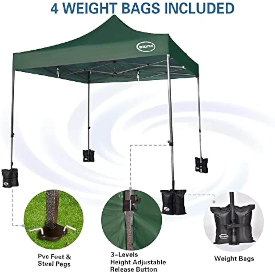 MAXIMUS® Heavy Duty Gazebo 3m x 3m commercial Gazebo Market Stall Pop Up Tent With 4 Sides (Green)