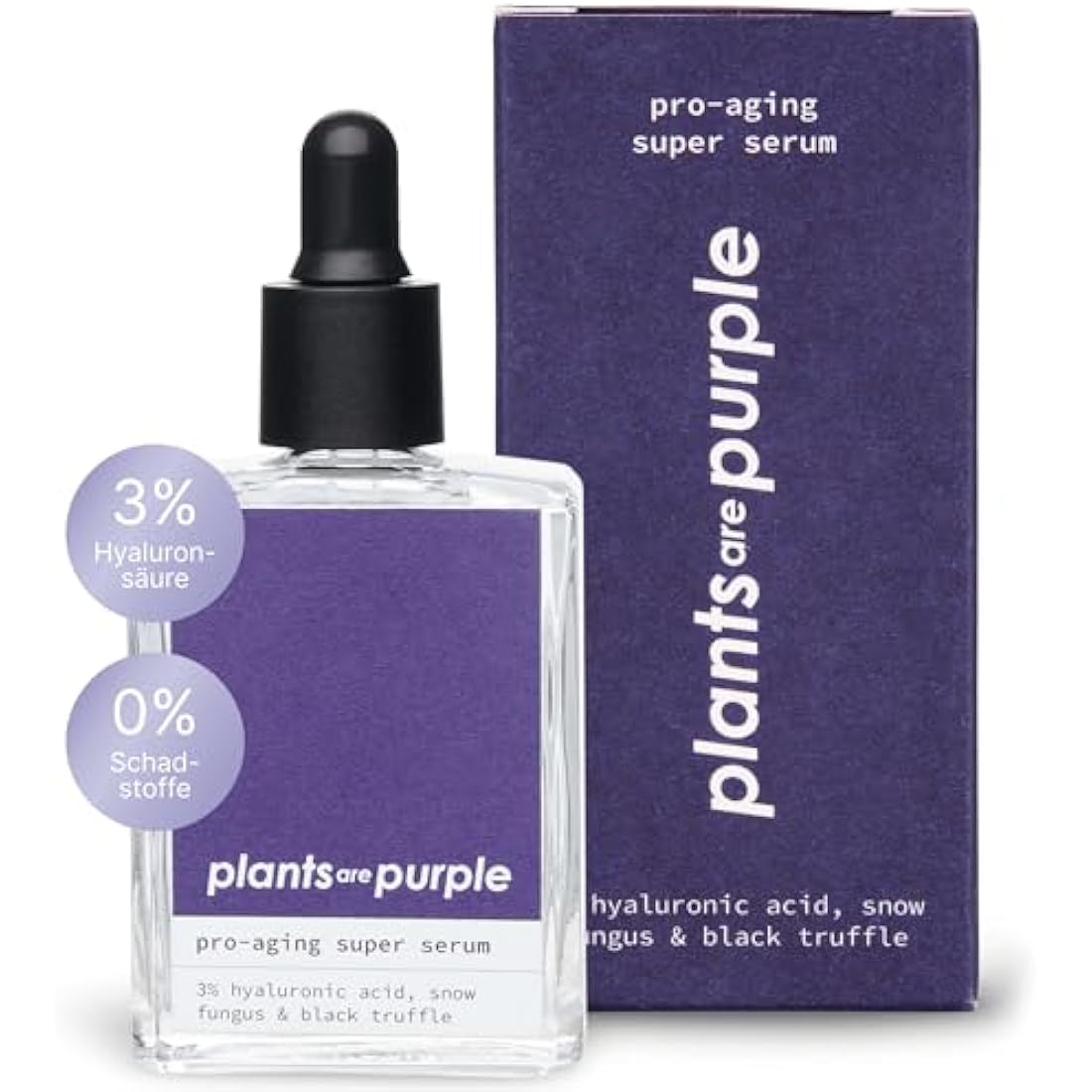 Pro Aging Serum - Natural Anti-Ageing Face Serum with Hyaluronic Acid + Vitamin C for All Skin Types - Vegan Natural Cosmetics without Additives - Hyaluronic Serum Plants Are Purple