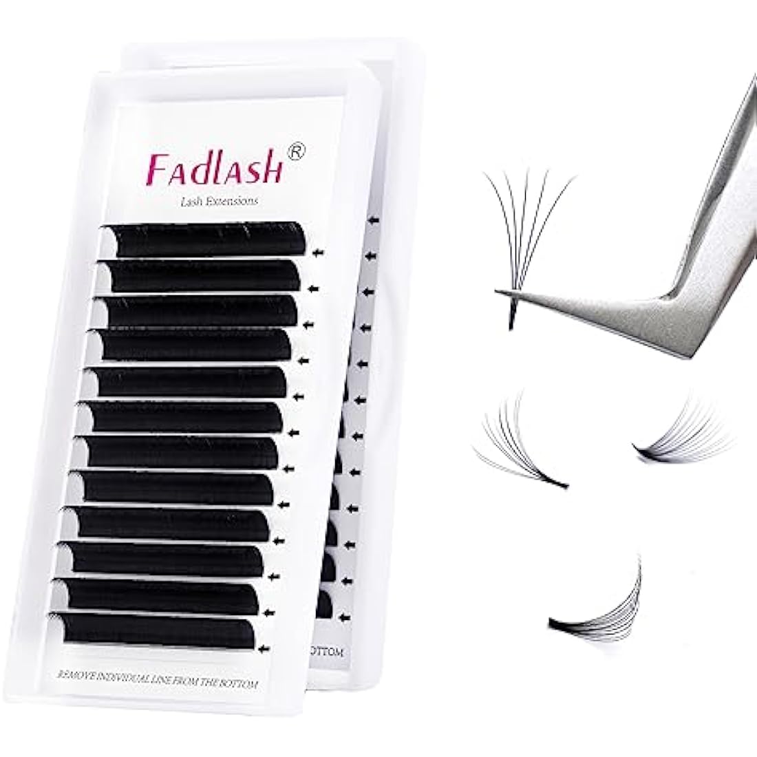 Fadlash Easy Fan Lashes D Curl 0.07 10-11-12mm Mixed Tray Russian Lashes Natural Look Self Fanning Eye Lashes Automatic Blooming Russian Eyelashes Extensions