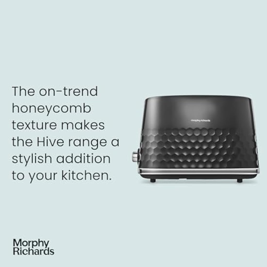 Morphy Richards Hive 2 Slice Toaster, Variable Browning, Removable Crumb Tray, Cancel, Defrost, Reheat, Anti-jam feature, Gloss Finish, 850W, Black, 220031