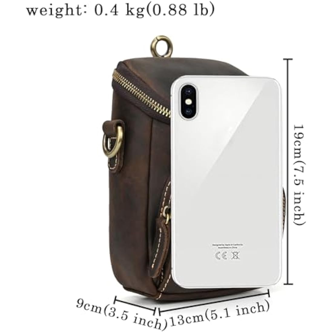 Mini Mens Genuine Leather Messenger Shoulder Bag Motorcycle Bike Riding Cycling Multi Waist Fanny Pack Small Leather Leg Bag for Wallet Coin Key iPhone, 9391 Dark Brown