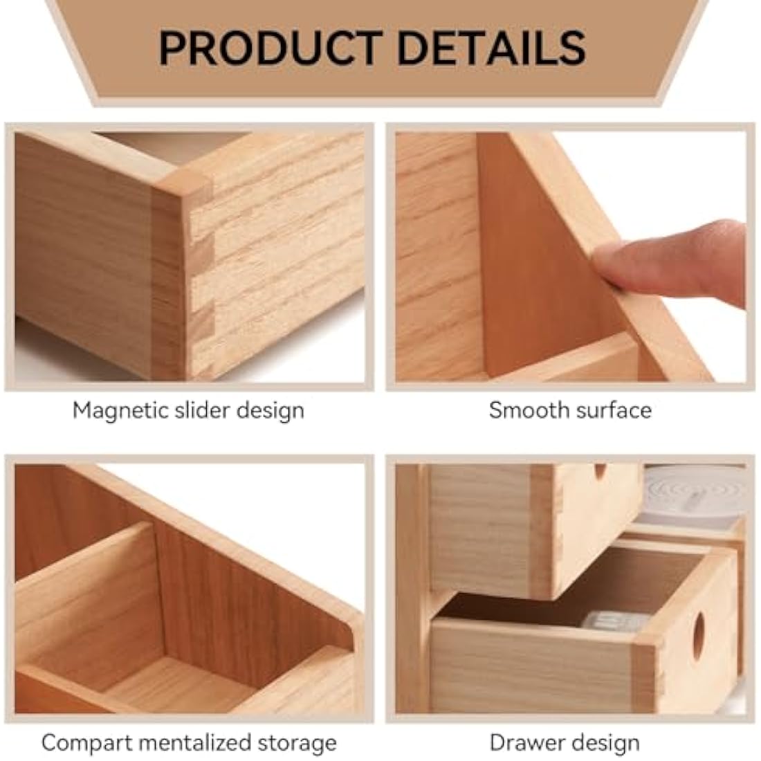 KIRIGEN Makeup Organizer Storage Drawers Wood Cosmetic Organisers for Lipsticks, Jewelry, Nail Care Skincare Storage Box for Dresser & Desktop Large Capacity (HZG-NA)