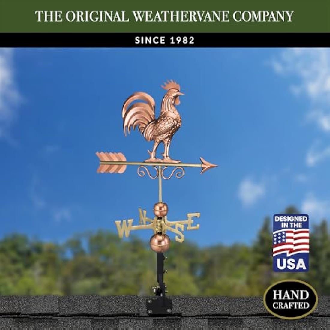 Good Directions 1975P Bantam Rooster Weathervane, Pure Copper