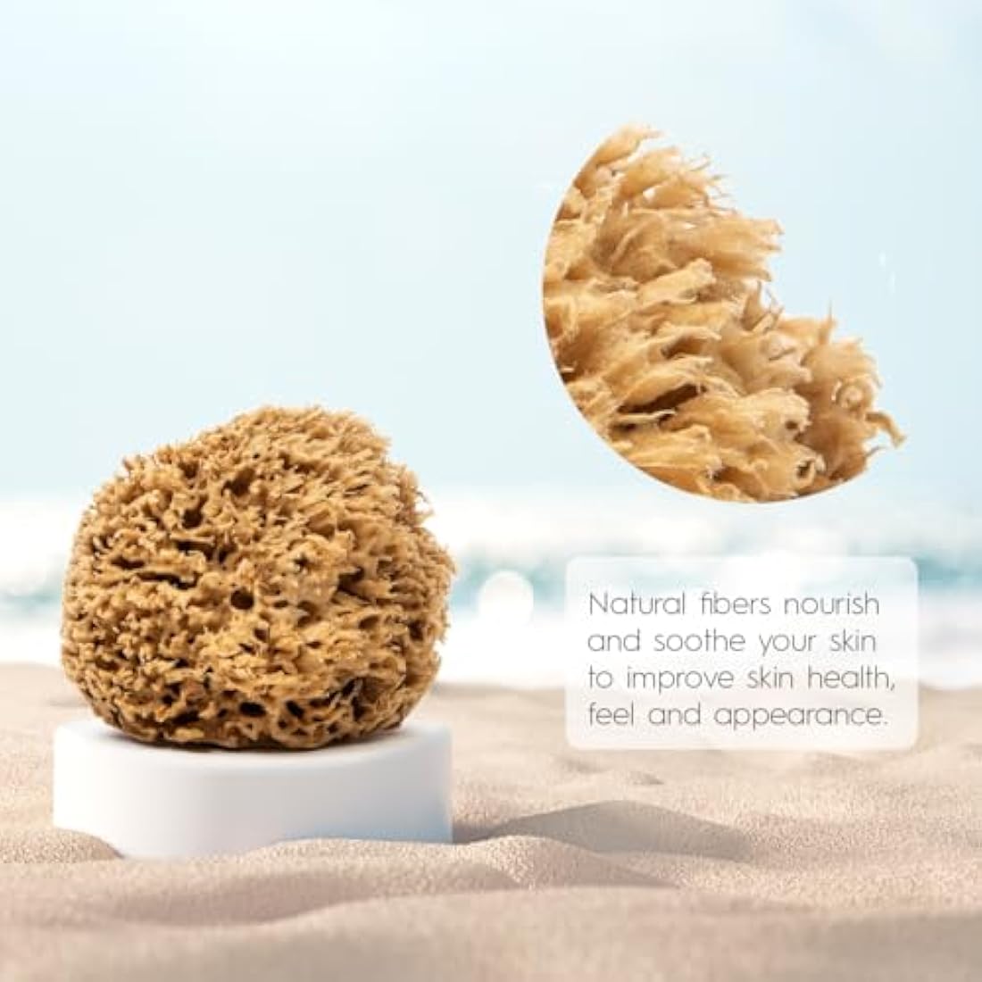 NAROA Natural Soft Honeycomb Sea Sponges for Shower in Gift Box | Gentle Sea Loofah for Healthy Skin | Smooth Body Puff Relaxing Bathing Men Women (Medium)