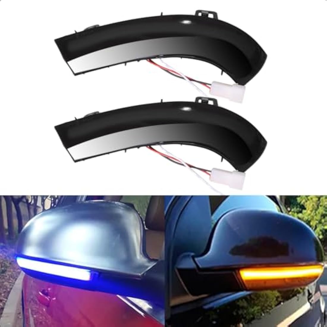 LoreenCar Dynamic Turn Signals For VW Golf GTI V MK5 Jetta Passat B5.5 B6 EOS Sharan LED Indicator Lights Mirror Lighting Accessories 1K0949101 1K0949102（Amber&Blue