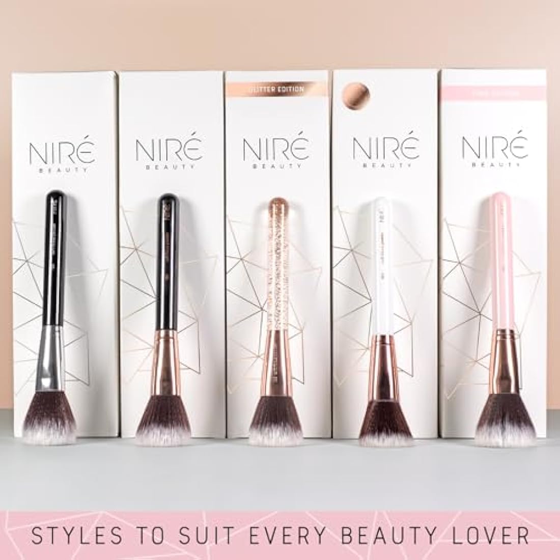Niré Beauty Pink Makeup Brushes - 15-piece Award Winning Pink Makeup Brush Set with Case, Blending Sponge, Brush Cleaner, Guide, Gift Box