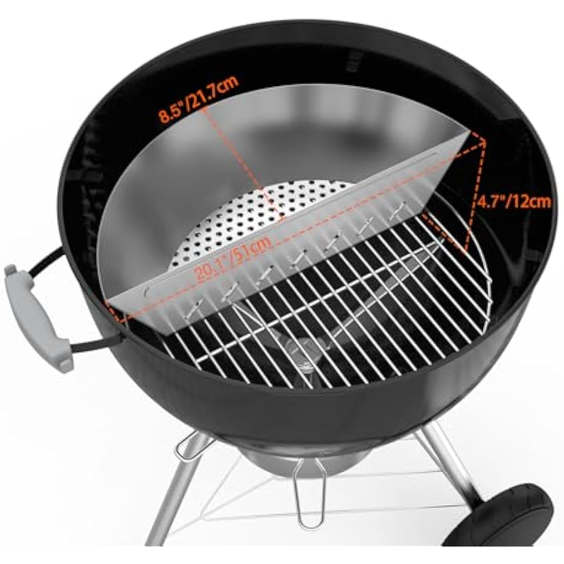 onlyfire Stainless Steel BBQ Charcoal Basket, Large Charcoal Briquet/Charcoal Fuel Holder for Weber 57/67 cm Kettle Grill