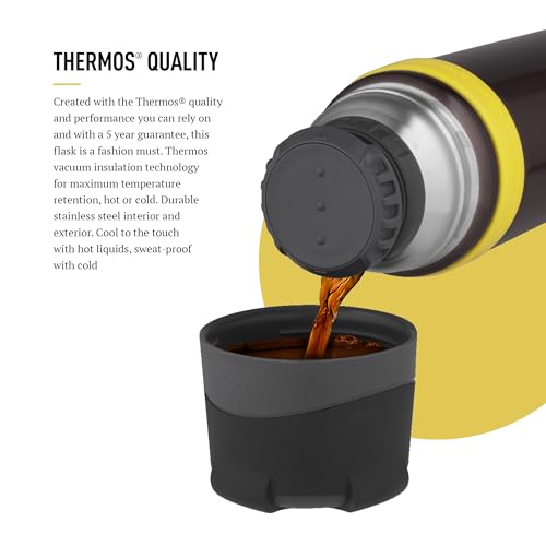 Thermos - Charcoal Ultimate Flask (900ml), Reusable Insulated Stainless Steel Thermal Coffee Cup for Hot or Cold Drinks, Vacuum Sealed Water Flask
