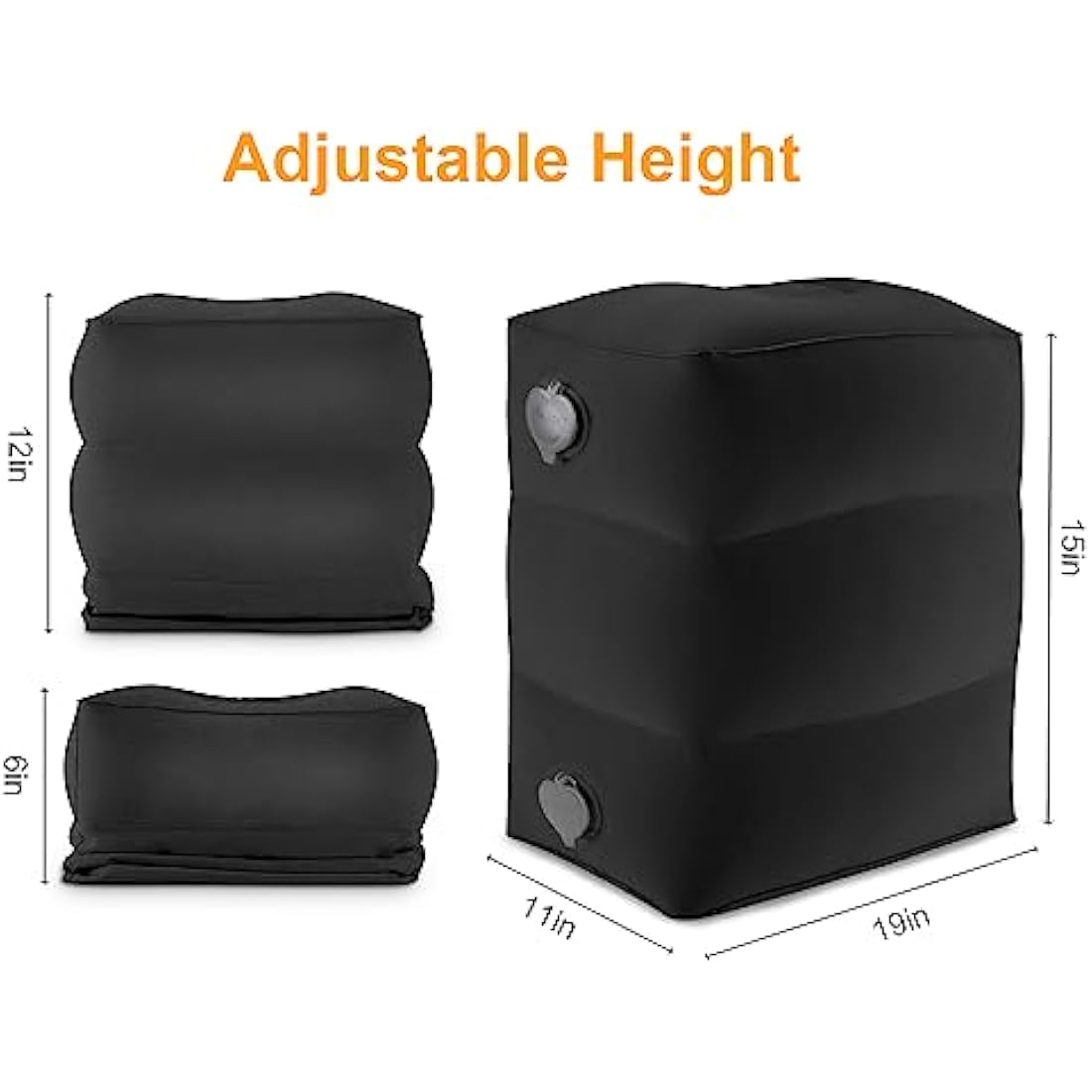 Maliton Airplane Footrest, Inflatable Foot Rest for Kids, Adjustable Height Travel Pillow On Airplanes, Cars, Travel, Office, Toddler Airplane Travel Essentials (Black, 2 Pack)
