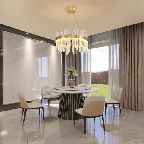 AOOCHOK Modern Crystal Chandelier Gold Pendant Light Fixtures, Small Crystal Hanging Lamp for Entryway, Corridor, Balcony, Porch, Restaurant, Door Opening, D40cm