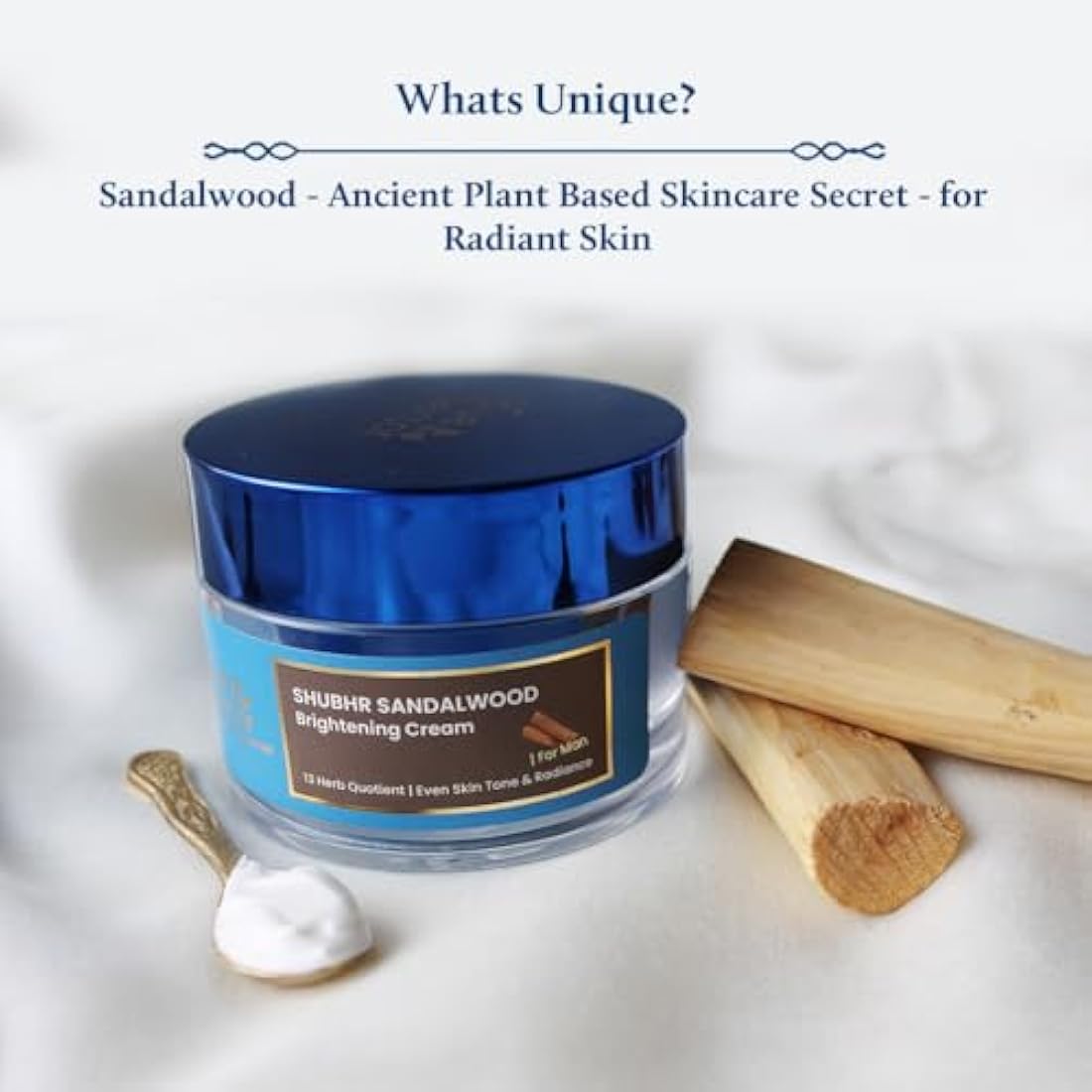Blue Nectar Brightening Face Cream for Men - Natural Moisturizer with Sandalwood, Turmeric, Aloe Vera & Ayurvedic Herbs(50 g)