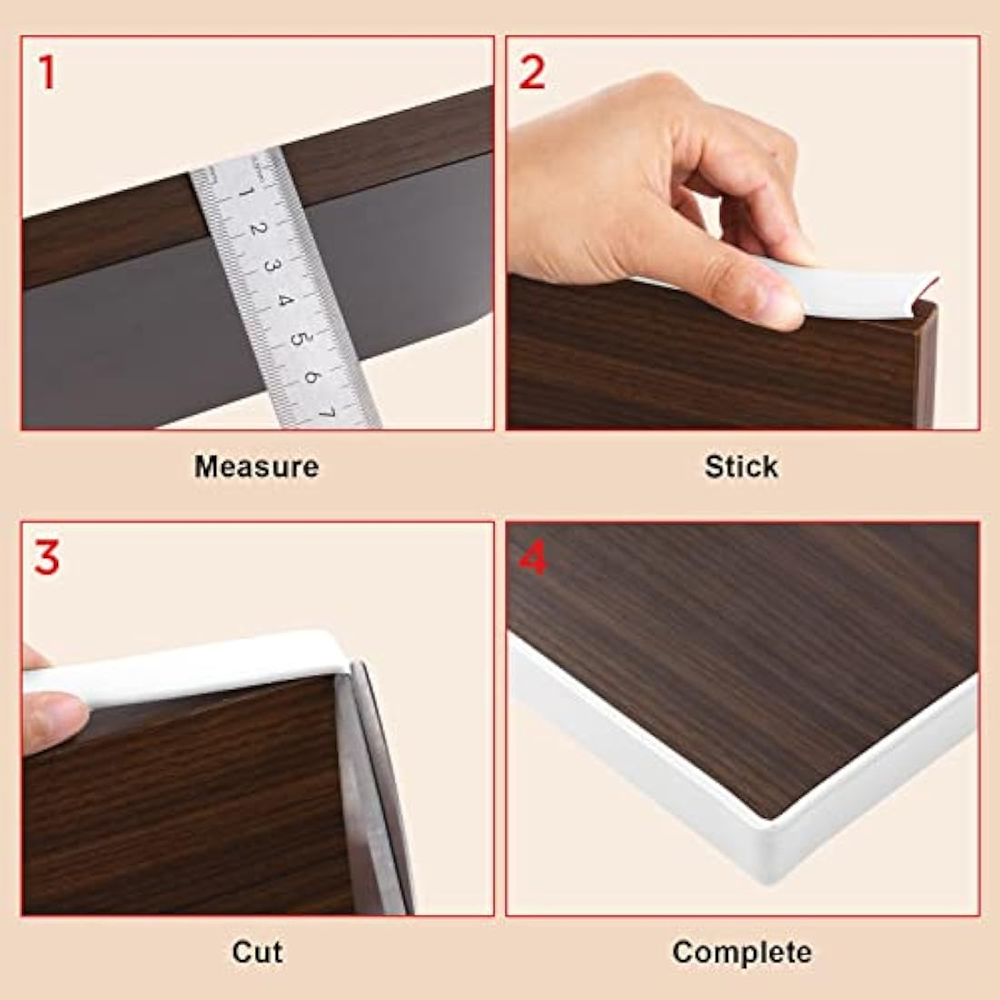 flintronic 5m*18mm U-Shape Flexible Furniture Edge Banding, Baby Safty Baby Edge Protector, Self Adhesive TPE Wood Edging Tape, DIY Furniture Edge Trim for Table, Cabinet, Furniture Restoration