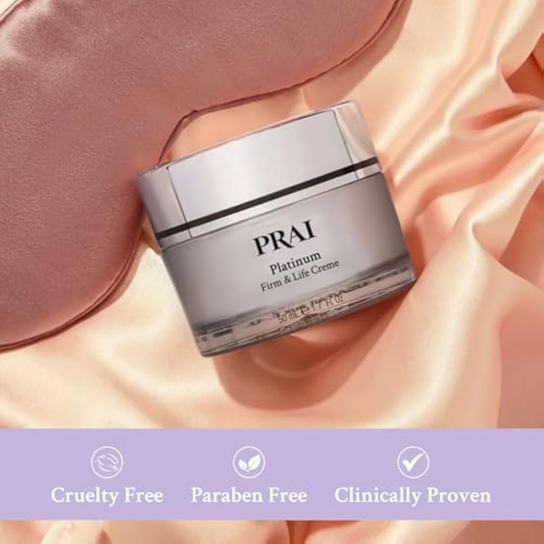 PRAI Platinum Firm & Lift Day Creme 50ml - Hydrating Moisturiser With Nulastic Silk, Platinum & Idealift - Plumps, Firms & Lifts Skin - Reduces Appearance of Wrinkles - Instant Firming Technology
