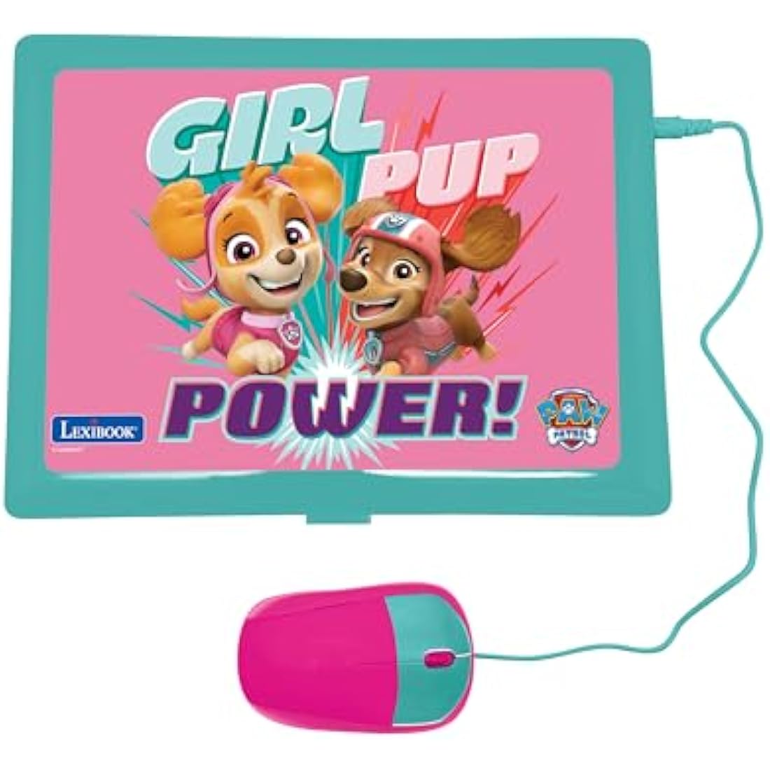 LEXIBOOK, Paw Patrol, Educational and Bilingual Laptop in English/French, Toy for children with 124 activities to learn, play games and music, Pink, JC598PAGi1
