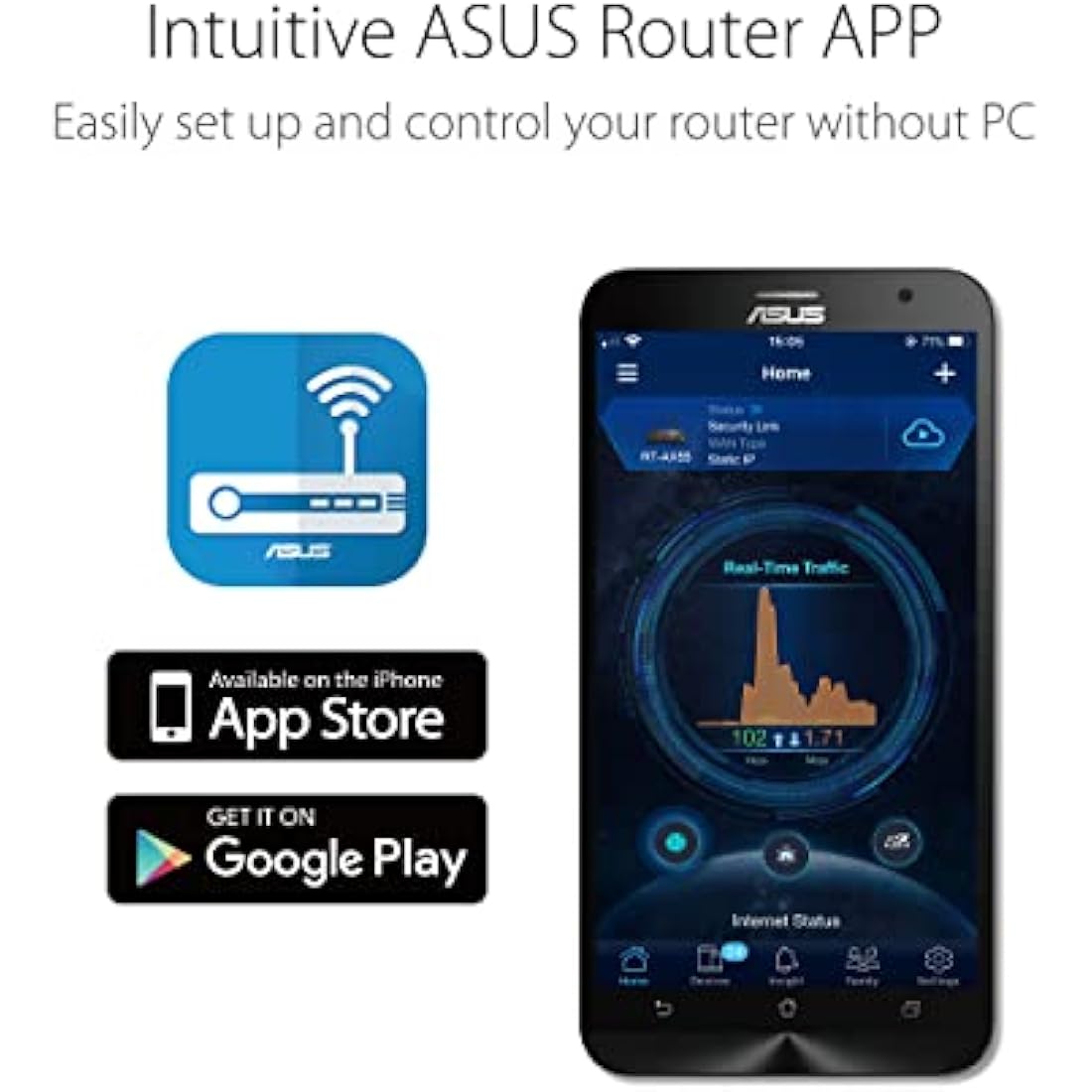 ASUS RT-AX53U Dual Band WiFi 6 Extendable Router with Mobile Tethering (Replacement of 4G 5G routers) free Network Security Parental Control, VPN, AiMesh Compatible, Gaming & Streaming Smart Home USB