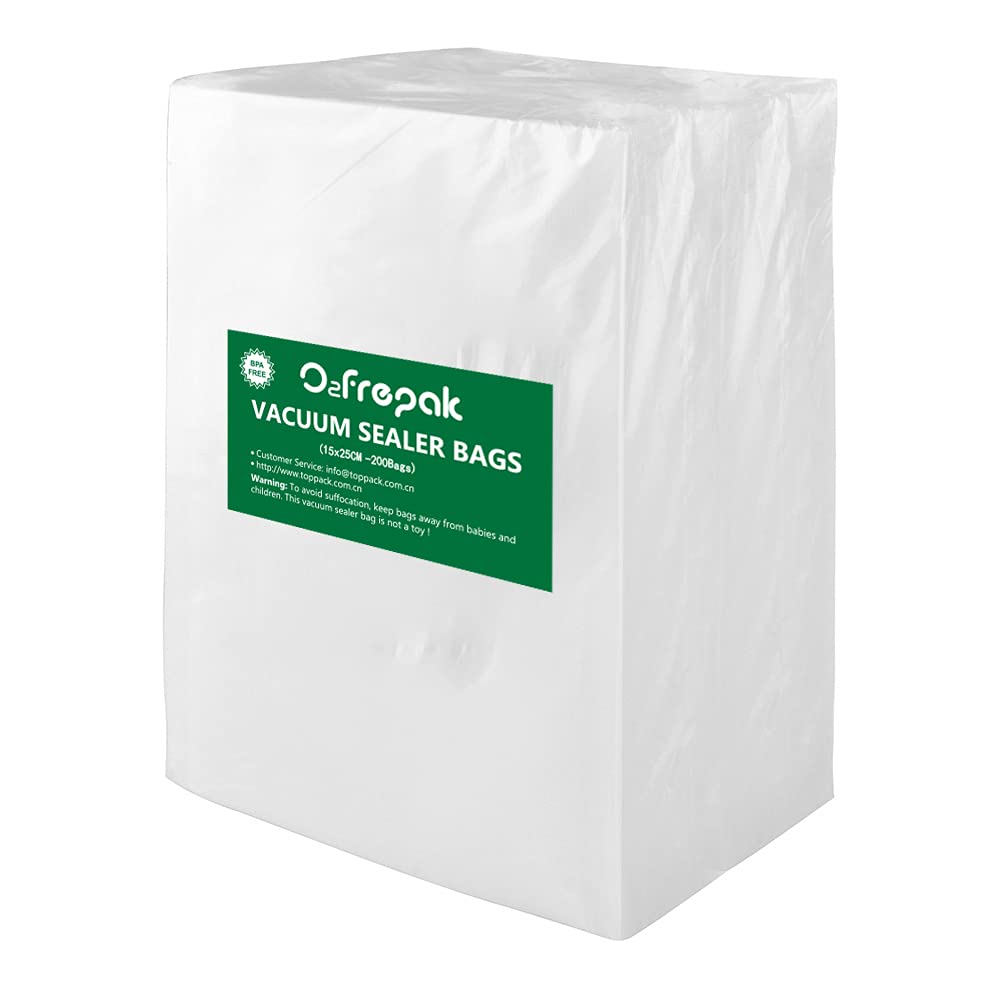 O2frepak 200 Count 15X25cm Textured Vacuum Sealer Bags for Food Sealer,BPA Free and Heavy Duty Embossed Vacuum Seal Food Sealer Bags,Great for Sous
